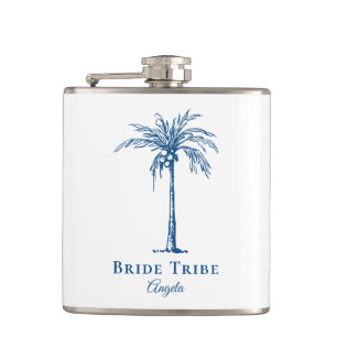 Flasques Mariée Tribu Bleu Arbre Palmier Tropical Personnal