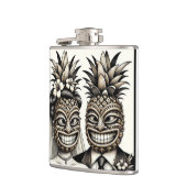Flasques Mariés Aloha Tête d'ananas Tiki Mariage  (Gauche)