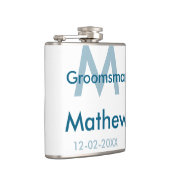 Flasques Marine bleu groomsman nom lettre date masculin par (Droite)
