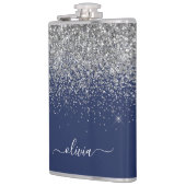 Flasques Marine Blue Silver Parties scintillant Girl Monogr (Gauche)