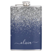 Flasques Marine Blue Silver Parties scintillant Girl Monogr (Devant)