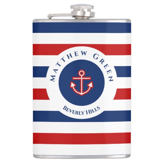 Flasques Marine marine marine Bleu Rouge Blanc rayures Ancr (Devant)