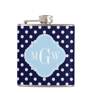 Flasques Marine Whats Pois Lt Blue Quatrefoil 3 Monogramme