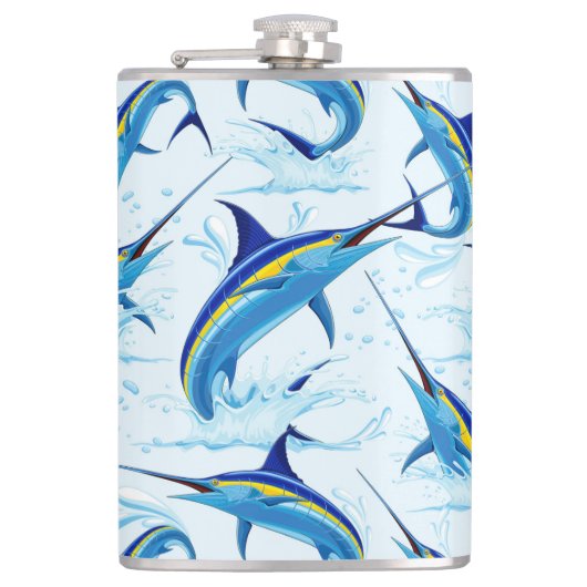 Flasques Marlin Bleu Jaillissant de l'Océan (Devant)