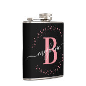 Flasques Marque-page Moderne Féminin Rose Noir Script Monog (Droite)