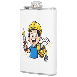 Flasques Mascotte Électricien Énergétique Foudre Dessin Ani