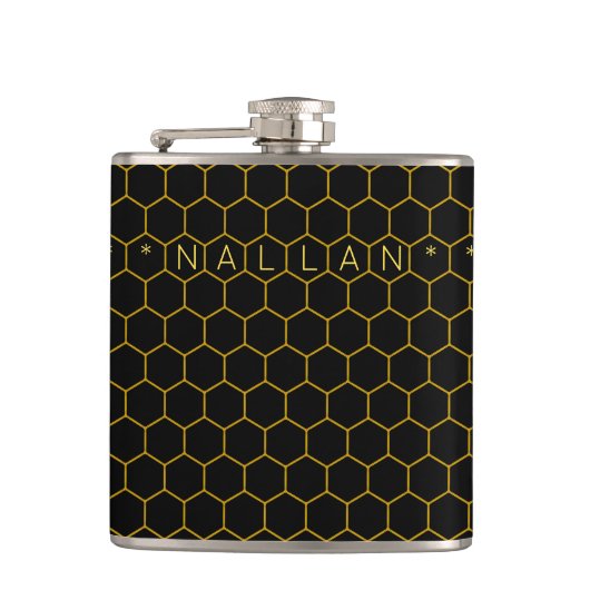 Flasques Masculine & classe nid d'abeille motif noir jaune (Devant)