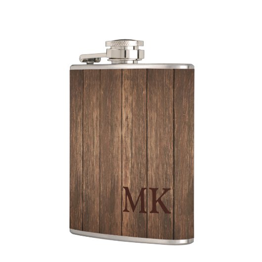 Flasques Masculine Conception en bois rustique Monogramme i (Gauche)