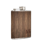 Flasques Masculine Conception en bois rustique Monogramme i (Droite)