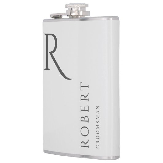 Flasques Masculine gris clair Monogramme Groomsmen Cadeau (Gauche)