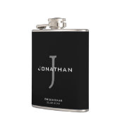 Flasques Masculine noir et blanc initial + nom Monogramme (Gauche)