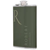 Flasques Masculine vert kaki Monogramme Groomsmen Cadeau (Gauche)