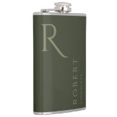 Flasques Masculine vert kaki Monogramme Groomsmen Cadeau (Droite)