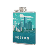 Flasques Massachusetts Night Cityscape | Boston City (Gauche)