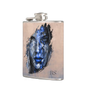 Flasques Mauvaise Fille rustique Rose Or Bleu monogramme (Gauche)