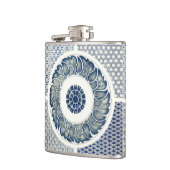 Flasques Médaillon Chinois : Chinoiserie Bleu Indigo (Gauche)