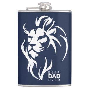 Flasques Meilleur Papa Jamais, Lion, Fête des pères Navy Bl