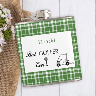 Flasques Meilleur Plaid vert Golfeur personnalisé