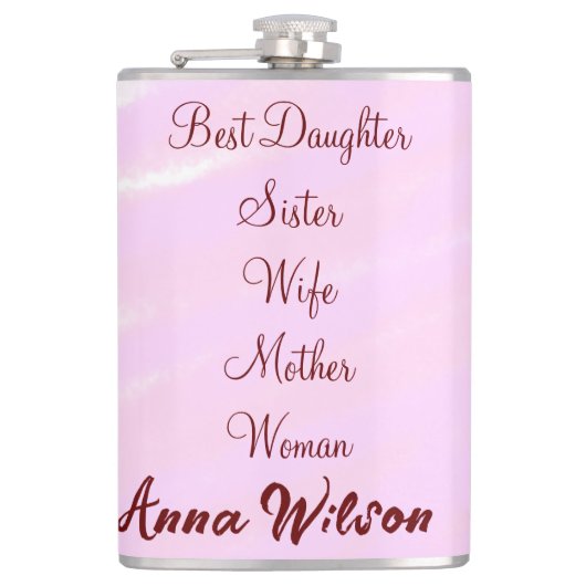 Flasques Meilleure femme mère épouse fille ajouter nom text (Devant)