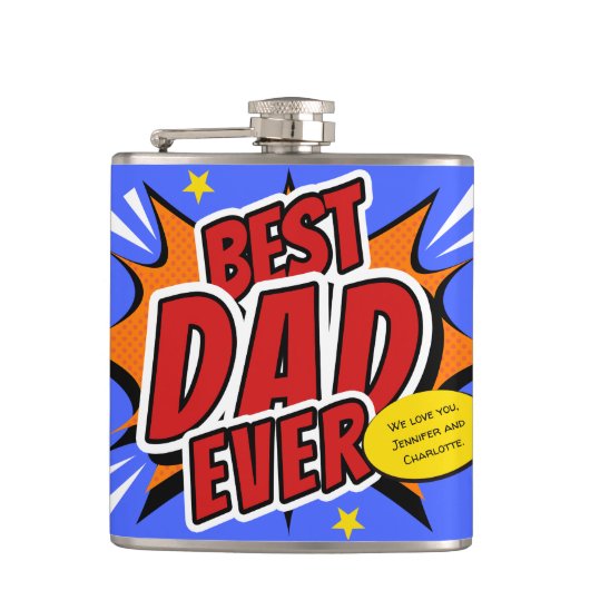 Flasques Meilleure Fête des pères de Superhero comique papa (Devant)