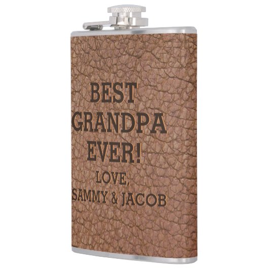 Flasques Meilleure Grandpa Faux Texture en cuir Embossée (Gauche)