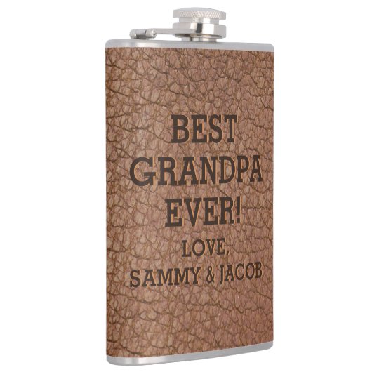 Flasques Meilleure Grandpa Faux Texture en cuir Embossée (Droite)