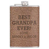 Flasques Meilleure Grandpa Faux Texture en cuir Embossée (Devant)