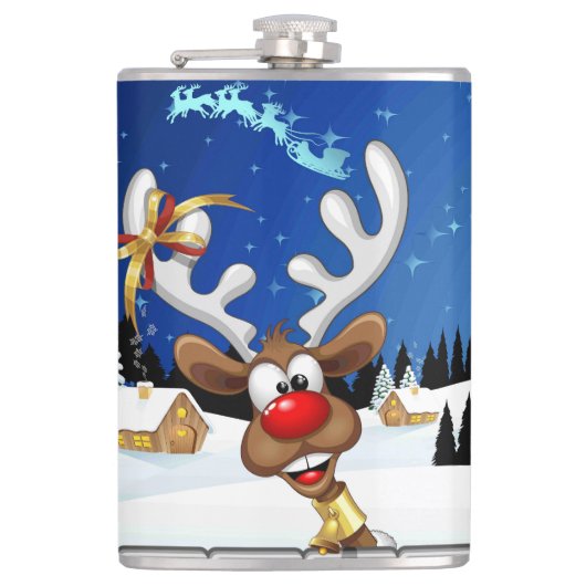 Flasques Mème de Noël drôle de renne qui regarde par-dessus (Devant)