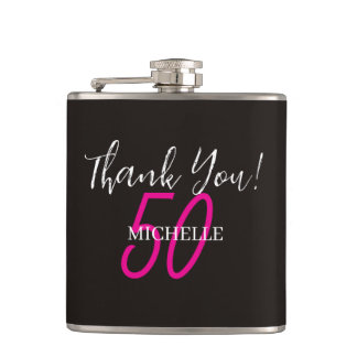 Flasques Merci pour l'anniversaire rose moderne personnalis