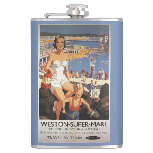 Flasques Mère et fils sur l'affiche de chemin de fer de (Devant)