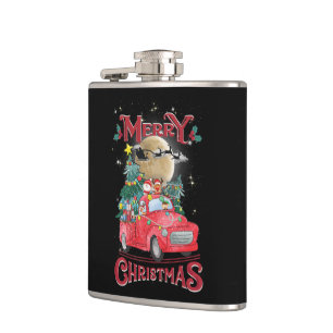 Flasques Merry Christmas Vintage Red Santa Truck