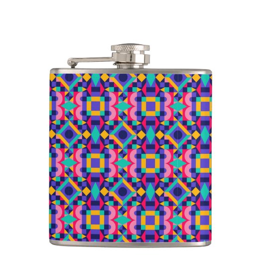 Flasques Metallic flask with vibrant geometric pattern (Devant)