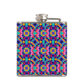 Flasques Metallic flask with vibrant geometric pattern (Dos)