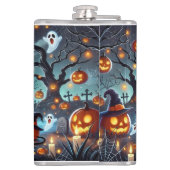 Flasques Midnight Magic: Black Cats & Pumpkins Halloween  (Dos)