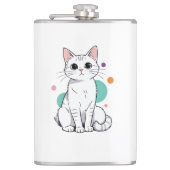 Flasques Mignon Chat Blanc Kawaii Dessin Animé (Devant)