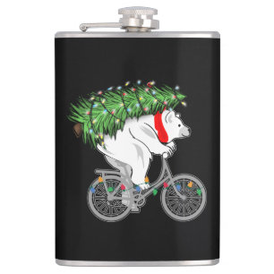 Flasques Mignonne Ours Portant Un Cadeau Arbre De Noël Pour