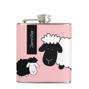 Flasques Mignons Sheeps Illustration Noir et blanc sur Blus