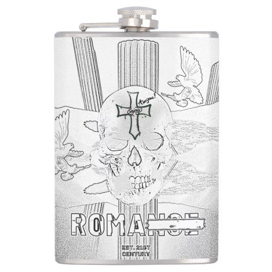 Flasques Mikitiez Dreamer crâne tatto arc-en-ciel rocher ro (Devant)