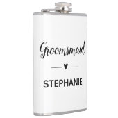 Flasques Mini Groomsmaid Avec Nom Mariage Script (Droite)