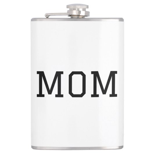 Flasques Minimalist "MOM" Black Typography Plain White (Devant)