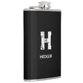 FLASQUES MINIMALIST WHITE ONE LETTER MONOGRAM NAME BLACK (Droite)