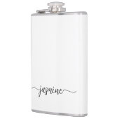Flasques Minimaliste Féminin Nom en Monogramme Blanc Script (Gauche)