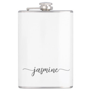 Flasques Minimaliste Féminin Nom en Monogramme Blanc Script