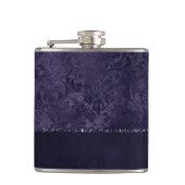 Flasques Minuit Indigo Romance | Satiny Grunge Damask (Devant)
