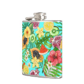Flasques Mix-fruit tropical, fleurs et feuilles en bleu (Gauche)