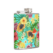 Flasques Mix-fruit tropical, fleurs et feuilles en bleu (Droite)