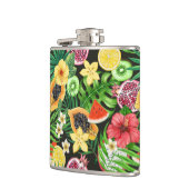 Flasques Mix-fruits tropicaux, fleurs et feuilles en noir (Gauche)