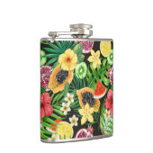 Flasques Mix-fruits tropicaux, fleurs et feuilles en noir (Droite)