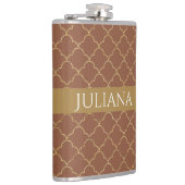 Flasques Mocha Gold Quatrefoil Personnalisé (Droite)