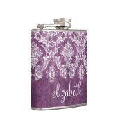 Flasques Modèle de Damas de fond de prune pourpre avec nom (Droite)